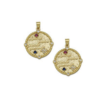 Load image into Gallery viewer, Colorful CZ Love and Freedom  Medallion Charm, Sku#LK754