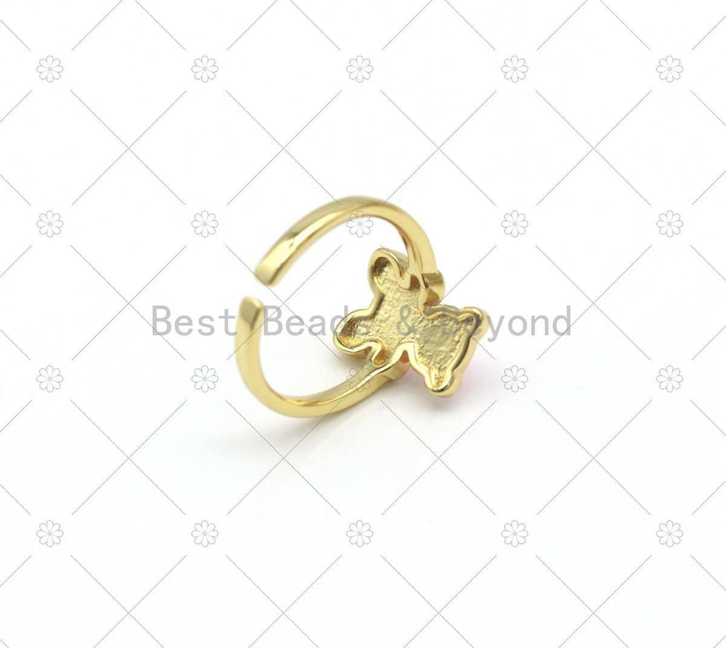 Colorful Enamel Teddy Bear Adjustable Ring, Sku#LD170