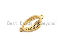 Load image into Gallery viewer, Colorful CZ Micro Pave Cowrie Shape Connector/Link, Cz Pave Bracelet Necklace Connector in Gold Finish,10x20mm,sku#M282