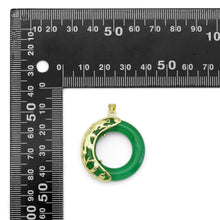 Load image into Gallery viewer, Dragon on High Quality Green Jade Donut Ring Pendant, Sku#LX359