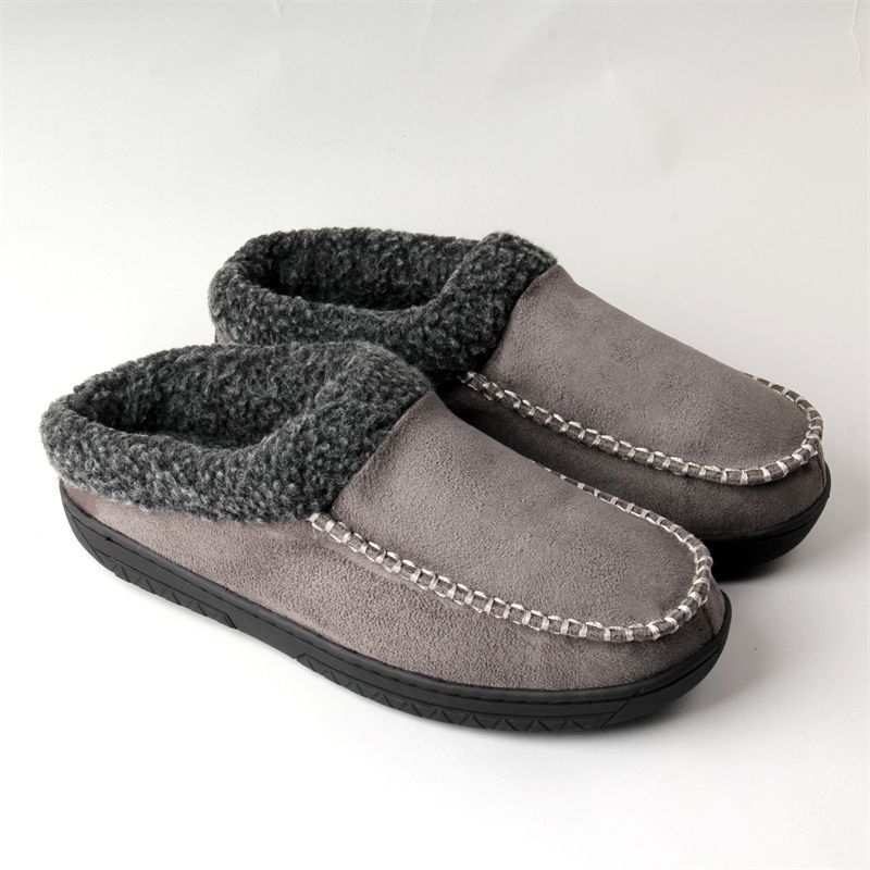 Men's Cotton Slippers Winter Indoor Outdoor Warm Fleece Lined House Shoes