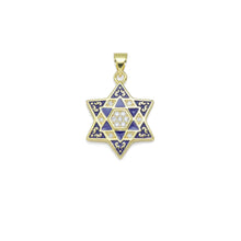 Load image into Gallery viewer, CZ Cobalt Enamel Jewish Star of David Pendant, Sku#LX599