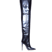 Load image into Gallery viewer, Women's Pointed-Toe Over-the-Knee Stiletto Boots | Back-Zip Plus-Size High Heels