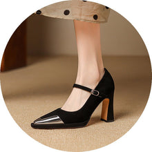 Load image into Gallery viewer, Women's Retro Square Toe Mary Jane Heels with Buckle Strap - Chunky High Heel Pumps
