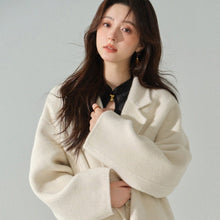Load image into Gallery viewer, Double Breasted White Wool Coat For Women Autumn And Winter Double-sided Medium To Long Style