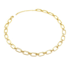 Load image into Gallery viewer, Clear CZ Gold Oval Link Chain Necklace,sku#LX233