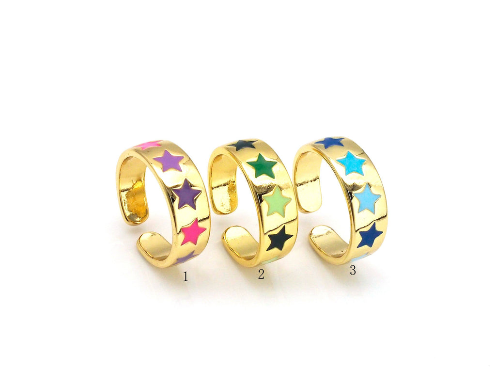 Colorful Multi Star Adjustable Ring, FH176