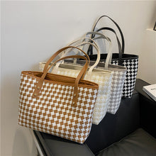 Load image into Gallery viewer, Plaid Shoulder Tote Bag for Women – Large Capacity Nylon Everyday Handbag