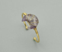 Load image into Gallery viewer, Gemstone Moon Shape Wire Trapped Cuff bracelet, sku#LY25