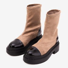 Load image into Gallery viewer, The Sorella Black Tip Beige &amp; black Suede Leather Women’s Boot