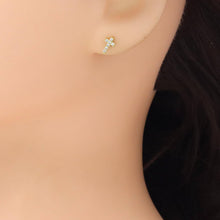 Load image into Gallery viewer, Cute Gold Silver Clear CZ Cross Stud Earrings, Sku#A425