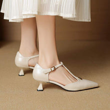 Load image into Gallery viewer, French Retro Camellia-Embellished Ballet Flats - Genuine Leather Stiletto Heels for Women