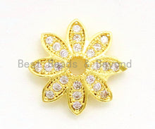 Load image into Gallery viewer, CZ Micro Pave Flower Bead Cap, Cubic Zirconia Bead Cap, 11x2mm, 8x2mm, 2pcs/6pcs sku#G90