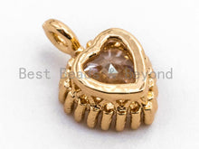 Load image into Gallery viewer, Small Micro Pave Heart Shaped Pendant with Big Clear CZ, Cubic Zirconia Pendant Charm,Gold/Silver, 7x10mm, sku#B80