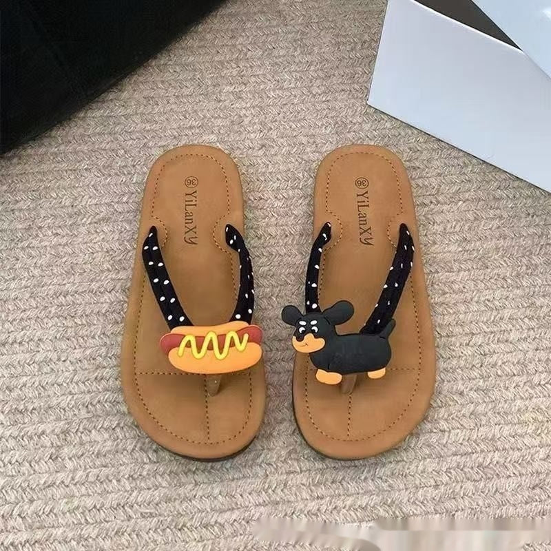 Women's Herringbone Non-Slip Beach Flip-Flops - Soft Sole Summer Slippers