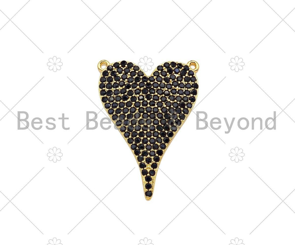 Gold Filled Black CZ Micro Pave Heart Shape Pendant, 18K Gold Filled Heart Charm, Necklace Bracelet Charm Pendant,20x28mm,Sku#LK332