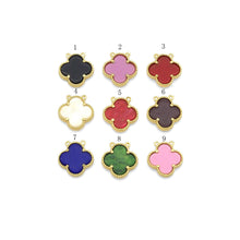 Load image into Gallery viewer, Gold Colorful Enamel Quatrefoil Clover Flower Charm, Sku#FH221