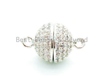Load image into Gallery viewer, 8mm/10mm/12mm/14mm/16mm CZ Micro Pave  Strong Magnetic Round Clasp, Cubic Zirconia Magnetic Clasp, Gold Rose Gold Clasp, sku#H55