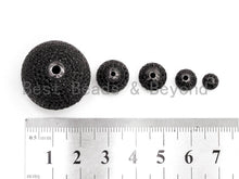 Load image into Gallery viewer, Black CZ Micro Pave Black Round Ball Bead,Rhodium Shamballa Ball beads, CZ Space Beads 6mm,8mm,10mm,12mm,14mm,16mm,25mm,sku#G331