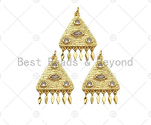 Load image into Gallery viewer, CZ Micro Pave Evil Eye with Dainty Tirangle On Triangle Shape Pendant, Big CZ 18K Gold Charm, Necklace Bracelet Charm, 30x21mm,Sku#L564