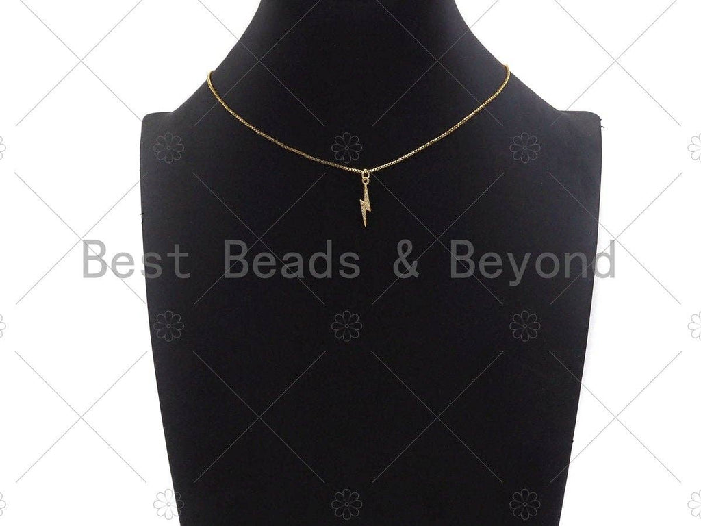 CZ Micro Pave Lightning Shape Pendant/Charm,Cubic Zirconia Charm,Necklace Bracelet Charm Pendant,4x20mm,Sku#LD22