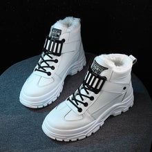 Load image into Gallery viewer, Women's Waterproof Platform High-Top Sneakers | Leather Stitching Plush Lining