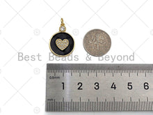 Load image into Gallery viewer, Enamel Colorful Heart On Round Coin Pendant, Sku#L475