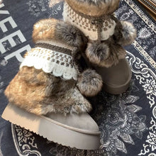 Load image into Gallery viewer, Women's Retro Chunky Ankle Boots – Fleece-Lined Suede Slip-On Winter Boots