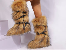Load image into Gallery viewer, Women's Fur-Lined Mid-Calf Snow Boots | Cross-Strap Buckle | Slip-On Winter Boots