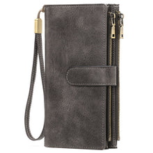 Load image into Gallery viewer, Women's Vintage Tri-Fold Wallet with RFID Protection - Oil Wax Leather Long Purse