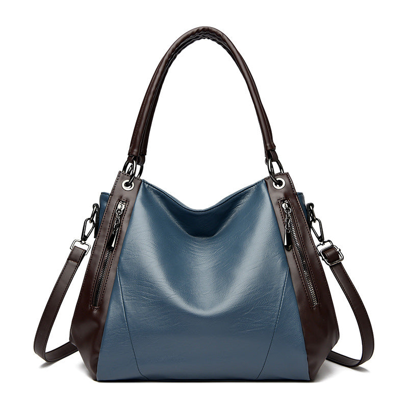 Women's Soft Leather Tote Bag - Urban Minimalist Shoulder Bag with Multiple Compartments