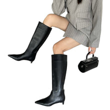 Load image into Gallery viewer, Women's Wide-Calf Knee-High Riding Boots | Pointed Toe Kitten Heel | PU Leather