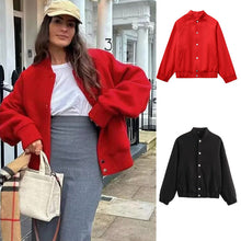 Load image into Gallery viewer, Womens Fashionable Round-Neck Solid-Color Wool Coat