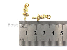 Load image into Gallery viewer, CZ Colorful Micro Pave Ballet Dancer Pendant, Dancing Girl Pave Pendant, Gold plated, 8x19mm, Sku#F830