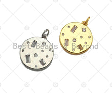 Load image into Gallery viewer, Baguette CZ Micro Pave Round Coin Shape Pendant/Charm, Sku#L450