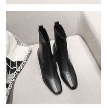 Load image into Gallery viewer, Women's Minimalist Over-the-Knee Boots | Square Toe Chunky Heel Side Zipper | Black &amp; Dark Brown