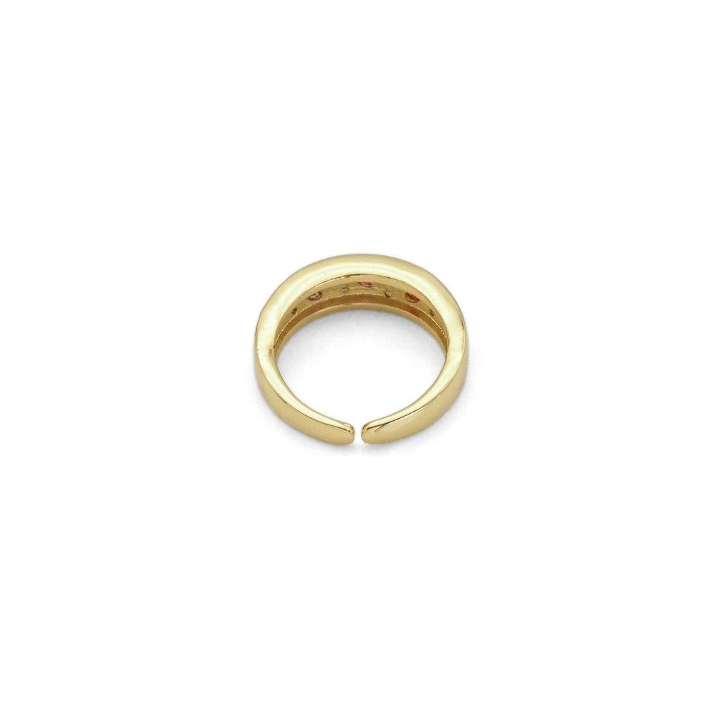 Gold Silver Multicolor Colorful CZ Adjustable Ring, Sku#B373