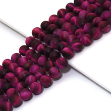 Load image into Gallery viewer, High Quality Fuchsia Tiger Eye Matt Round Smooth Beads, 8mm/10mm/12mm, Sku#UA302