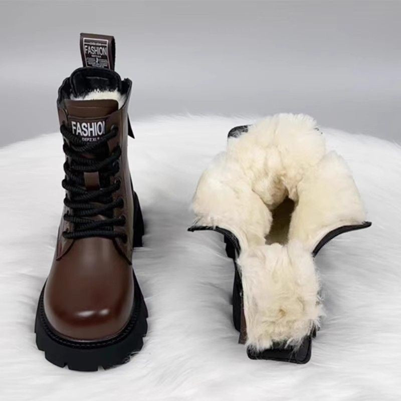 Women's Padded Insulated Winter Boots | Thick Sole, Side Zipper, Non-Slip – Black & Brown
