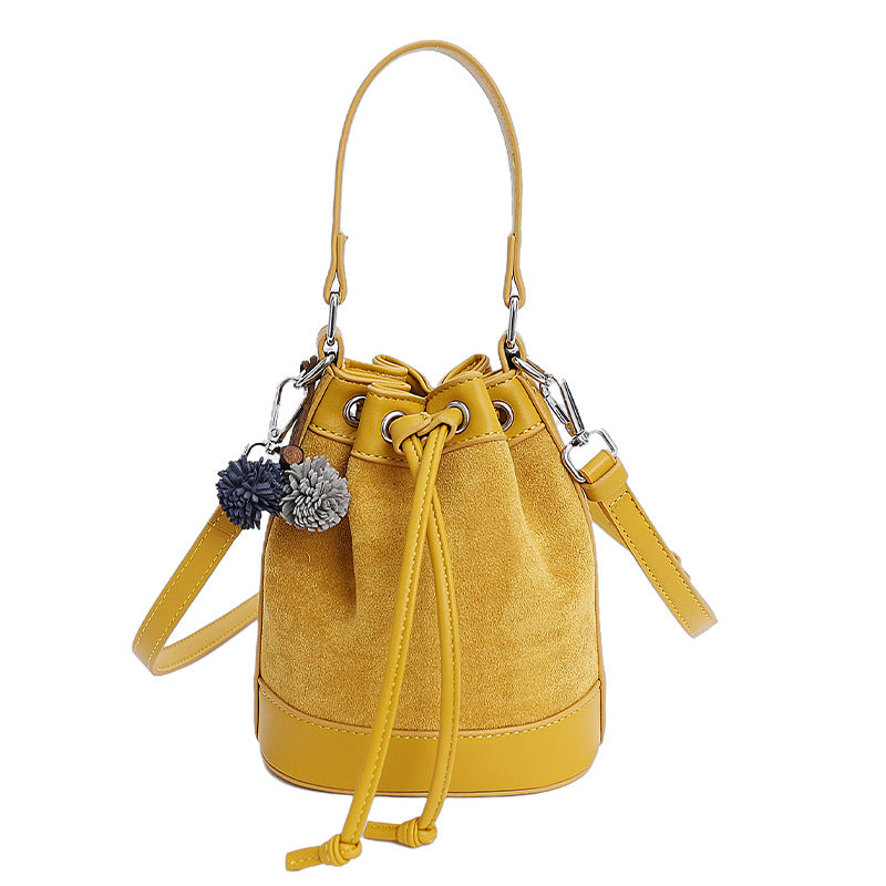 Women's Drawstring Bucket Bag | PU Leather Shoulder Bag with Adjustable Strap