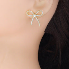 Load image into Gallery viewer, White Pearl Gold Bowknot Star Fish Stud Earring,Sku#LD747