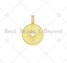 Load image into Gallery viewer, Big Clear CZ Micro Pave On Round Coin Shape Pendant/Charm,18K Gold Filled Medallion Charm, Necklace Bracelet Charm Pendant,20x28mm,Sku#LK381