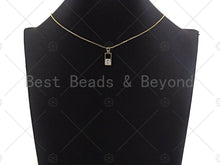 Load image into Gallery viewer, Clear CZ Micro Pave Big CZ In Rectangle Shape Pendant, Frame Pave Pendant, Gold plated, 8x16mm, Sku#LK32
