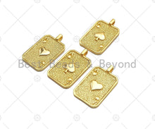 Load image into Gallery viewer, 18K Dainty Gold Ace of Spade Pendant, Peach Heart Charm, sku#LK228