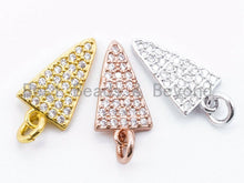 Load image into Gallery viewer, White CZ Micro Pave Triangle Charm for Necklace Bracelet, Cubic Zirconia Charms, 19x8mm,sku#F166