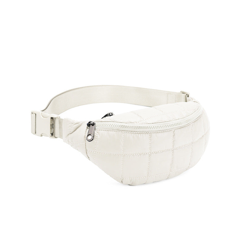 Quilted Diamond Crossbody Waist Bag - Unisex Casual Fanny Pack for Travel & Outdoor