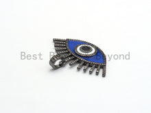 Load image into Gallery viewer, Enamel Colored Long eyelash Evil Eye Pendant/Focal,Blue/Red/Black/, CZ Micro Pave Oil Drop Eye pendant,Enamel Jewelry,26x41mm,,sku#F603