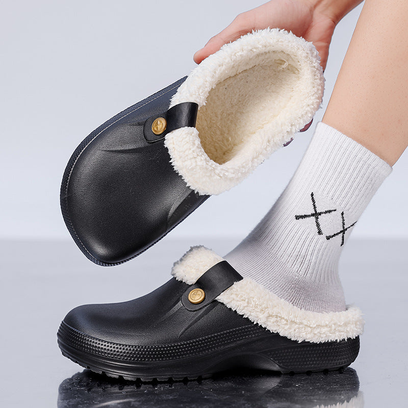 Men's Fleece-Lined Cotton Slippers – Warm Non-Slip Home Shoes with EVA Sole