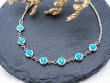 Load image into Gallery viewer, Adjustable Evil Eye Bracelet, Chain bracelet, Link Bracelet, 6mm Turquoise beaded bracelet, Gold Silver Gunmetal Bracelet, SKU#A50