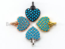 Load image into Gallery viewer, CZ Micro Pave Turquoise Heart shaped Pendant/Charm, Cubic Zirconia Pendant/Charm for Necklace Bracelet,9x10mm, sku#F335